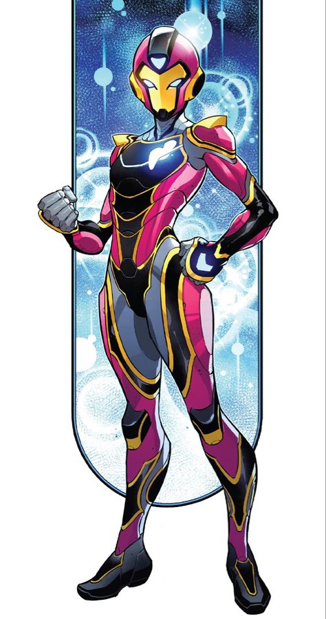 #ironheart #ririwilliams #ironman #marvel #comics Iron Heart Marvel, Pink Warrior, Secret Warriors, Stark Industries, Neon Artwork, Marvel Champions, Iron Heart, Young Avengers, Marvel Entertainment