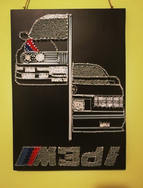 Diy string art bmw E30 Bmw Gift Ideas, Bf Birthday, Diy String Art, String Art Diy, Bmw E30, Chest Workout, Bts Korea, String Art, Car Art