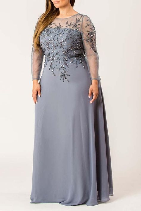 She is mystery embroidered gown Gowns For Plus Size Women, Plus Size Evening Gown, Mother Of The Bride Dresses Long, Plus Size Gowns, Exquisite Gowns, Plus Size Party Dresses, Plus Size Formal Dresses, Evening Dresses Plus Size, Column Dress