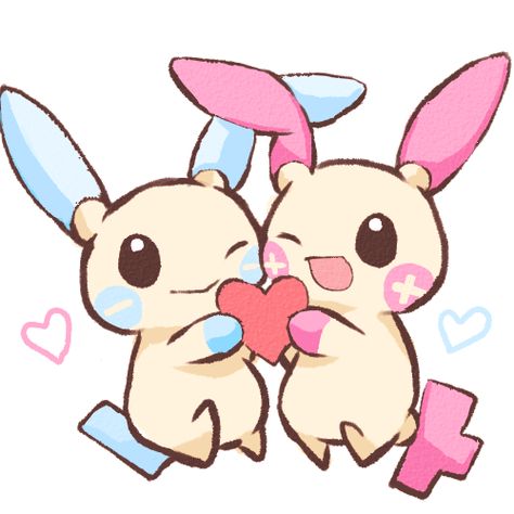 Plusle and Minun A Heart, Pokemon, Pokémon