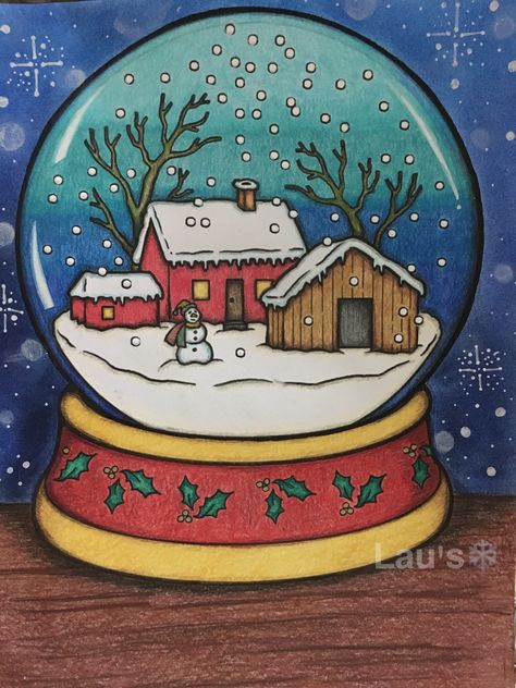 Christmas Drawing Snowglobe, Snow Globe Drawing Ideas, Christmas Globe Drawing, New Year Sketches Drawing, Christmas Ink Drawing, Cristhmas Drawings, Christmas Art Ideas Drawing, Christmas Drawings Cute, Christmas Drawings Beautiful