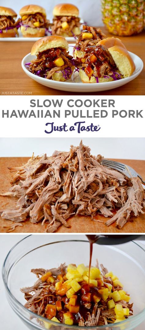 Hawaiian Style Pulled Pork, Pulled Pork Easter Dinner, Pineapple Pulled Pork Crockpot, Pineapple Pork Tenderloin Crockpot, Hawaiian Pulled Pork Crock Pot Recipes, Hawaiian Pulled Pork Slow Cooker, Hawaiian Pork Loin, Hawaiian Pork Tacos, Hawaiian Pork Tenderloin