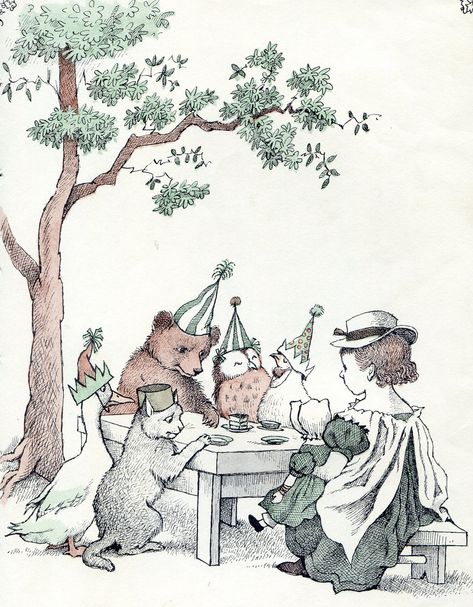 Everything was fine until it came to would get the last piece of cake. Then the fur flew. And the feathers and talons and claws... Maurice Sendak, Bear Birthday Party, Bear Illustration, Bear Theme, Bear Party, Vintage Teddy Bears, Vintage Nursery, Bear Birthday, Piece Of Cake