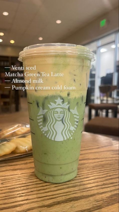 Pumpkin Cream Cold Foam, Matcha Starbucks, Starbies Drinks, Iced Matcha Green Tea, Starbucks Drink Menu, Cream Cold Foam, Starbucks Secret Menu Recipes, Starbucks Matcha, Cold Starbucks Drinks