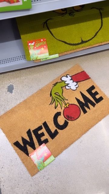 Grinch Doormat, Walmart Decor, Diy Doormat, Grinch Party, Walmart Home, Walmart Deals, Walmart Finds, Xmas Ideas, Decor Fashion