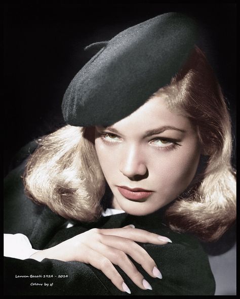 lauren bacall Lauren Bacall, A Black, A Woman, Black And White, Hair, White, Black