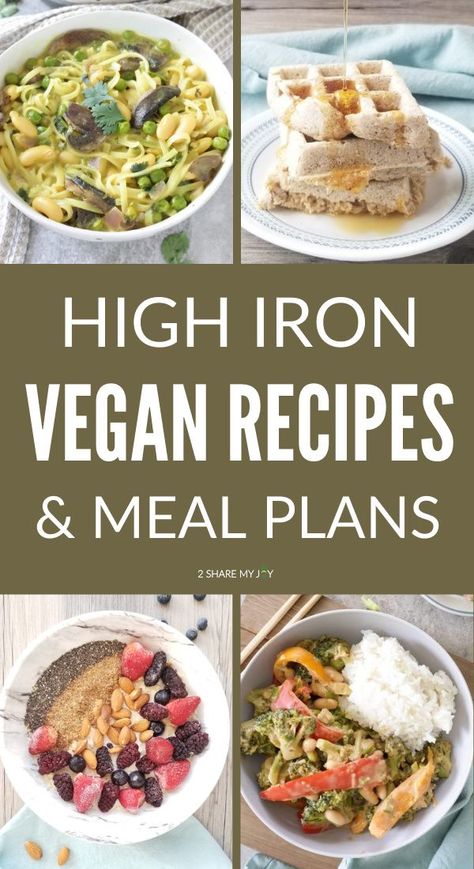 Healthy and easy vegan recipes and meal plans that are high in iron. These meals contain a plant based iron sources but are also great for a healthy diet and weight loss. Check them out and add them to your meal plan this week! Recipes High In Iron, Vegan Iron Sources, Iron Sources, Vegan Iron, Foods With Iron, Iron Recipes, Foods High In Iron, Best Fat Burning Foods, Iron Rich Foods