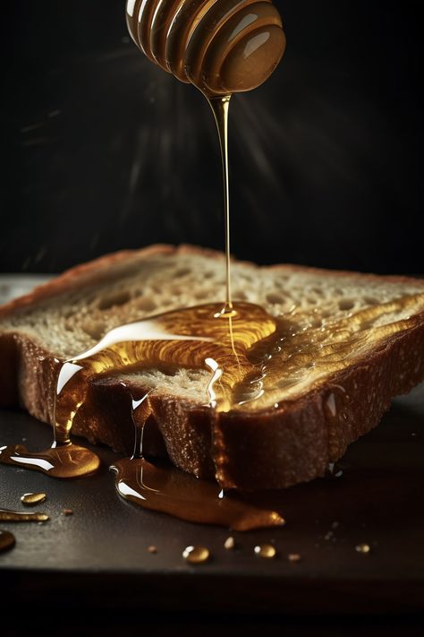 Start your day off right with a simple and delicious toast drizzled with honey! Perfect for busy mornings when you have a lot to take care of for the holidays. You can make it tropical with ginger jam or add a sprinkle of nuts for extra crunch! Want some more ideas? How about almond butter and raspberry jam? For delicious recipes visit https://www.hellocinnamon.com #honeytoast #toastbreakfast #quickbreakfast #sweettoast #honeydrizzletreat #breakfast #honey Bread And Honey, Toast And Honey, Honey Drizzle, Honey On Toast, Honey Photography Ideas, Honey Product Photography Ideas, Honey Aesthetic, Honey Toast Aesthetic, Honey Product Photography