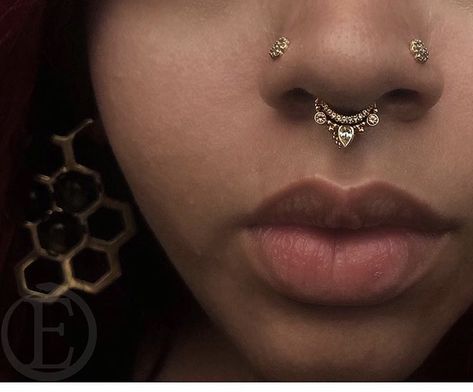 Septum Piercing Jewelry, Pretty Ear Piercings, Face Piercings, Nose Piercing Jewelry, Face Jewellery, Facial Piercings, Septum Jewelry, Nose Jewelry, Body Piercings