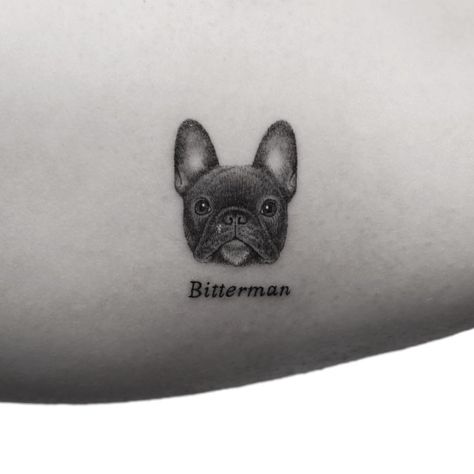 2,153 Likes, 97 Comments - Mr.K / Sanghyuk Ko (@mr.k_tats) on Instagram: “Bitterman.” Puppy Tattoo, Small Dog Tattoos, Dogs Tattoo, French Bulldog Tattoo, Bulldog Tattoo, Dog Memorial Tattoos, French Bulldog Art, Bulldog Francese, Tattoos Skull