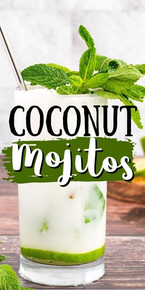 Coconut Cream Liquor Recipes, Cream Of Coconut Drinks, Coconut Drink Recipes, Coconut Mojito, Coconut Drink, Coconut Drinks, Mojito Recipe, Rum Drinks, Boozy Drinks