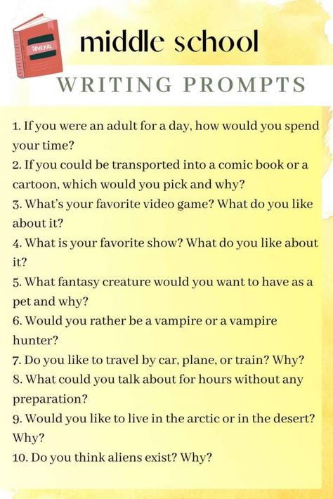 Unleash creativity with 200+ engaging writing prompts designed for middle schoolers! Perfect for sparking imagination, improving storytelling skills, and making writing exciting. Click to explore prompts that inspire young writers! Writing Prompts For Middle School, Middle School Writing Prompts, Homeschool Writing, Middle School Writing, Writing Prompts For Kids, School Writing, Kids Talking, Middle Schoolers, Creative Writing Prompts