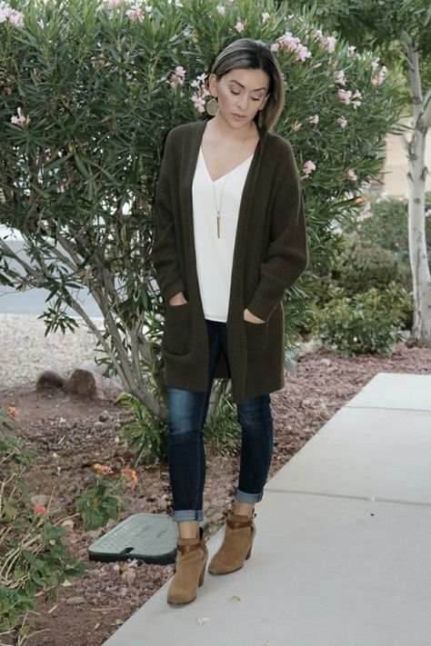 Olive green cardigan,  cozy cardigan, cardigan outfit, fall outfit, Jean outfits Green Cardigan Outfit Spring, Army Green Cardigan Outfit, Olive Green Cardigan Outfit, Red Jumper Outfit, Pink Vest Outfit, Chunky Cardigan Outfit, Cardigan Outfit Fall, Olive Outfit, Green Cardigan Outfit