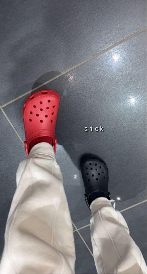 Red Crocs Outfit, Shoes Red And Black, Red Crocs, Crocs Outfit, Crocs Fashion, All Nike Shoes, Red Outfit, Crocs Shoes, Red And Black