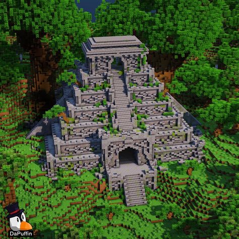 Minecraft Mayan Temple, Aztec Minecraft Build, Mayan Minecraft, Minecraft Aztec Temple, Minecraft Aztec Builds, Jungle Build Minecraft, Minecraft Mega Build Ideas, Jungle Temple Minecraft, Minecraft Nether Base Ideas