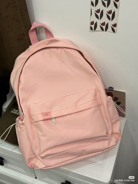 Aesthetic Schoolbag, Pink School Bags, Mochila Nike, Stylish School Bags, Ita Bag, Aesthetic Bags, Backpack For Teens, What In My Bag, School Things