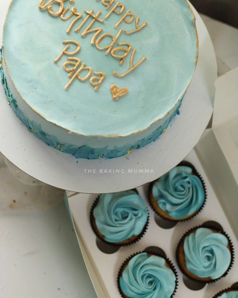 Celebrating the best dad in style! 🎉✨ A touch of elegance with a blue and gold cake, and cupcakes designed just for him. 💙👑 #HappyBirthday #DadGoals #HomeBaker Blue Cake Birthday Man, Birthday Cake For Papa From Daughter, Cake For Him, Happy Birthday Papa Cake Design, Father's Birthday Cake Design, Happy Birthday Papa Cake Snapchat, Gold Cake, Baking, Cake