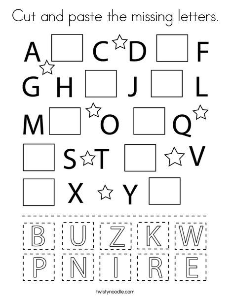 Cut and paste the missing letters Coloring Page - Twisty Noodle Free Printable Alphabet, Letter Worksheets For Preschool, Printable Flower Coloring Pages, Abc Worksheets, Alphabet Worksheets Kindergarten, Cut And Paste Worksheets, Letter Tracing Worksheets, Alphabet Writing, Letter Worksheets