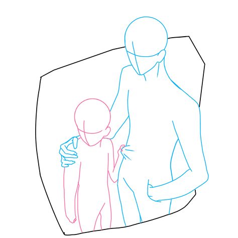 Art Reference Siblings, Anime Base Pose Siblings, Anime Sibling Pose Reference, Found Family Drawing Reference, Sibling Art Reference Poses, Sibling Pose Drawing, Character Protecting Another Pose, Drawing Reference Poses Siblings, Siblings Drawing Reference Poses