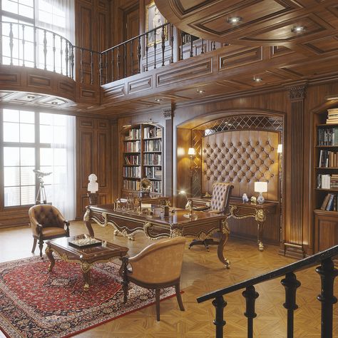 Old English Office Interior Design, Royal Office Interior, Royal Office Aesthetic, Royal Office Room, Old Money Office Design, Old Money Office Aesthetic, Old Office Aesthetic, Fancy Home Office, Classic Office Design Luxury