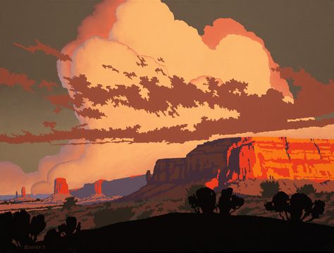 Billy Schenck Art, Modern Western Artwork, Billy Schenck, Cowboy Sunset, Sunset Room, Drawing Sky, Desert Landscape Art, Western Artwork, Western Paintings