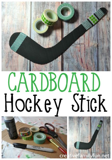 Your young hockey fans will love to make this simple Cardboard Hockey Stick craft. It's fun to make and use to decorate your room. #kidscrafts #kids #kidsactivities #recycledcraft Hockey Stick Crafts, Hockey Crafts, Sports Crafts, Game Day Quotes, Women History, Ice Hockey Sticks, Hockey Girlfriend, Hockey Art, Hockey Party