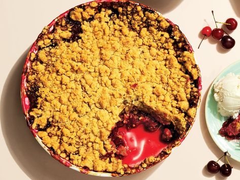 Cherry Pie, Sweet and Sour Cherry Recipes | Saveur Sour Cherry Cobbler, Old School Desserts, Sour Cherry Recipes, Crisp Recipes, Cherry Crumble, Apple Crumble Recipe, Fruit Crumble, Fruit Dessert Recipes, Fruit Cobbler