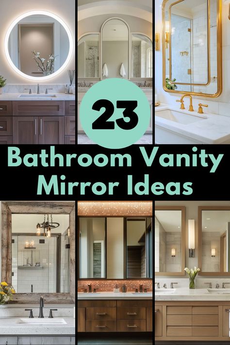 A mirror can change everything! Check out these 23 bathroom vanity mirror ideas that bring light, style, and elegance to any bathroom. Perfect for anyone looking to refresh their space with a functional yet eye-catching mirror. #BathroomDecor #VanityMirrorIdeas #HomeImprovement #BathroomDesign #DIYDecor Barn Door Bathroom Vanity Mirror, Vanity Mirrors With Lights, Bathroom Light And Mirror Ideas, Led Bathroom Mirrors, Bathroom Vanity Mirror Ideas Single Sink, Half Bath Mirror Ideas, Round Bathroom Mirror Ideas, Half Bath Mirror, Bathroom Mirror And Lighting Ideas