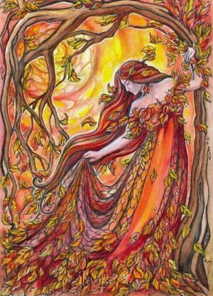 Fall Goddess Art, Autumn Goddess Art, Mabon Art, Fall Goddess, Pinup Witch, Autumn Goddess, Wiccan Art, Gods Goddesses, Celtic Goddess