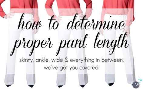 How to Determine Proper Pant Length: Tips for hemming trousers to the proper length depending on the style and the shoe. Via Wardrobe Oxygen - The Correct Hem Length for Every Style of Pants featured by popular Washington DC petite fashion blogger, Wardrobe Oxygen Sewing Puns, Style Of Pants, Styles Of Pants, Wardrobe Oxygen, Low Cut Blouses, How To Crochet For Beginners, Different Shoes, Women Tips, Hem Pants