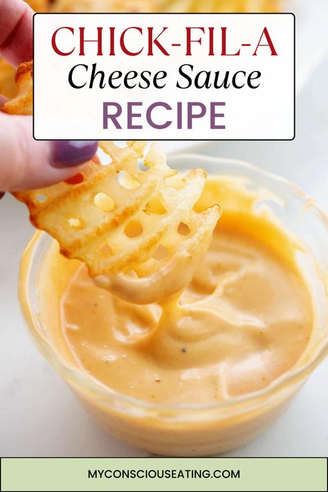 Cheese sauce in dipping dish Homemade Chick Fil A Sauce, Oven Fried Chicken Tenders, Chick Fil A Recipe, Cheese Dipping Sauce, Potato Fry, Honey Mustard Recipes, Buns In My Oven, Copycat Chick Fil A, Chick Fil A Sauce