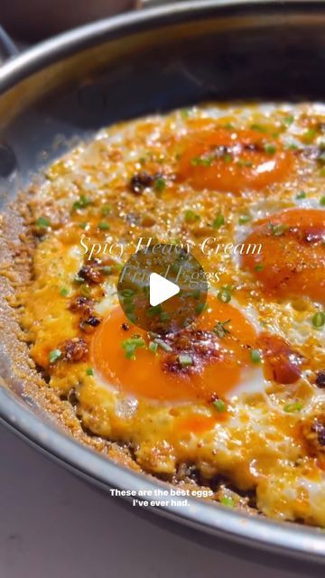 Cream Fried Eggs, Heavy Cream Eggs, Seasoned Eggs, Cream Eggs, Chili Crisp, Egg Recipe, Fried Eggs, Creamed Eggs, Printable Recipe