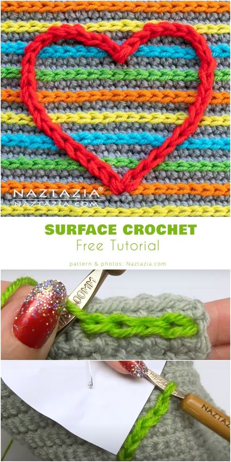 How to surface crochet Surface Crochet Patterns, Surface Crochet, Slip Stitch Crochet, Hand Knitting Diy, Crochet Embellishments, Invisible Stitch, Diy Embroidery Patterns, Crochet Goodies, Crochet Decoration