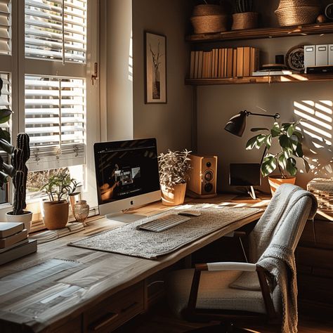 Photography House, California Life, Office Design Ideas, Architecture Nature, Cozy Office, Cozy Home Office, Desk Inspiration, House Art, Home Office Setup