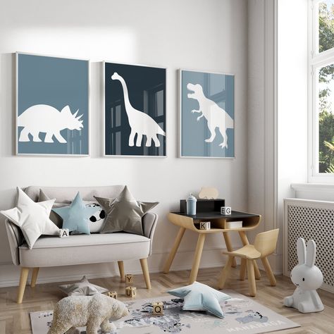 Dusty Blue Boys Room, Dinosaur Boys Room, Dino Room, Dinosaur Nursery Decor, Dinosaur Wall Decor, Dinosaur Prints, Dinosaur Room, Dinosaur Wall Art, Boys Room Wall Art