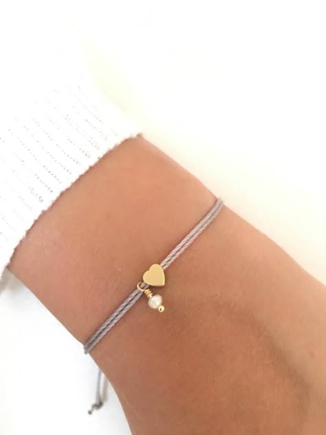 Tiny heart bracelet Wish bracelet Gold bracelet Friendship | Etsy Tiny Heart Bracelet, Beaded Bracelet Ideas, Gold Arm Band, Gold Armband, Bracelet Friendship, Freshwater Pearl Bracelet, Bridesmaid Bracelet, Wish Bracelets, Tiny Heart