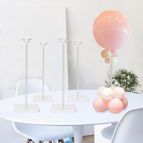 Amazon.com: TEKXYZ 15.75 Inch Height Clear Acrylic Balloon Stand for Table Centerpiece Decoration, Set of 4 : Home & Kitchen 60th Wedding Anniversary Decorations, Balloon Table Centerpieces, Stand For Table, Sweet 16 Candelabra, Balloon Stand, Wedding Anniversary Decorations, Bridal Shower Balloons, Sprinkle Shower, Baptism Decorations