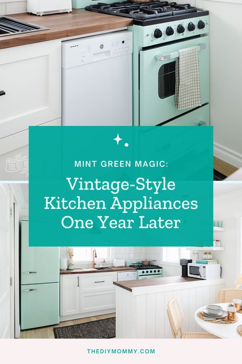 Curious about vintage style kitchen appliances? Check out my one-year review to see if they live up to the hype. Pros, cons, and personal thoughts inside! Retro Appliances Kitchen, Retro Stove, Unique Appliances, Retro Kitchen Appliances, Personal Thoughts, Vintage Style Kitchen, Year Review, Painting Wood Paneling, Retro Appliances