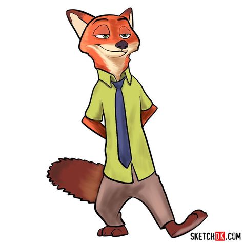 How to draw Nick Wilde Disney Characters Zootopia, Zootopia Anime, Chief Bogo, Sloth Cartoon, Zootopia Characters, Zootopia Fanart, Easy Drawing Guides, Disney Canvas Art, Drawing Guides