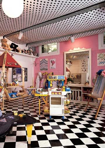 Tented Ceiling Playroom in basement created by stapling fabric panels to exposed floor joists. Home Bar Designs Man Caves, Basement Mancave, Man Cave Ideas Room, Easy Basement Ceiling, Cool Basement, Basement Ceiling Options, Basement Ceiling Ideas, Ceiling Options, Fabric Ceiling