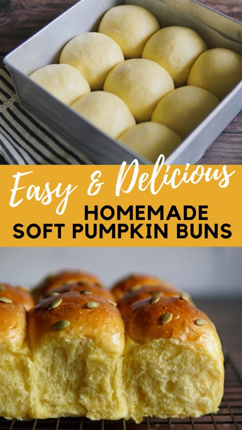 Mashed Pumpkin Recipes, Pumpkin Pie Condensed Milk, Pumpkin Buns Recipe, Mashed Pumpkin, Pumpkin Buns, Pao Recipe, Pumpkin Mash, Filipino Bread, Milk Buns