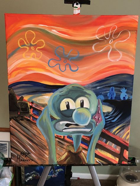 Dadaism Paintings, Squid Ward, The Scream Painting, Scream Painting, Painting Van Gogh, Chick Fil A Sauce, Painting Ideas Easy, Painted Vans, The Scream