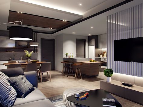 Condominiums Interior, Apartment 60m2, Korean Apartment Interior, Male Living Space, Open Space Living Room, Condominium Interior, Building A Small House, Residence Interior, Modern Wooden House