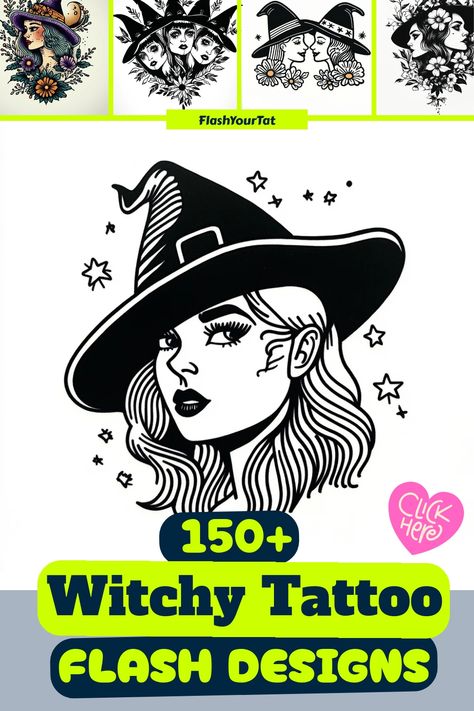 Explore the mystical world of witchy flash tattoos with our enchanting collection. Whether you're into small, simple designs or elaborate sleeves, we have the perfect witchy flash tattoo ideas for you. Create your own magic with our witchy flash tattoo sheet and embrace your inner sorceress in style. Add a touch of spellbinding charm to your look with these bewitching designs that are sure to captivate anyone who sees them. Matching Tattoos Witchy, Crystal Ball Tattoo Ideas, Minimalist Witch Tattoo, Witchy Flash Tattoo, Magical Tattoo Ideas, Gothic Flash Tattoo, Spooky Flash Tattoo, Witchy Tattoo Flash, Flash Tattoo Sheet