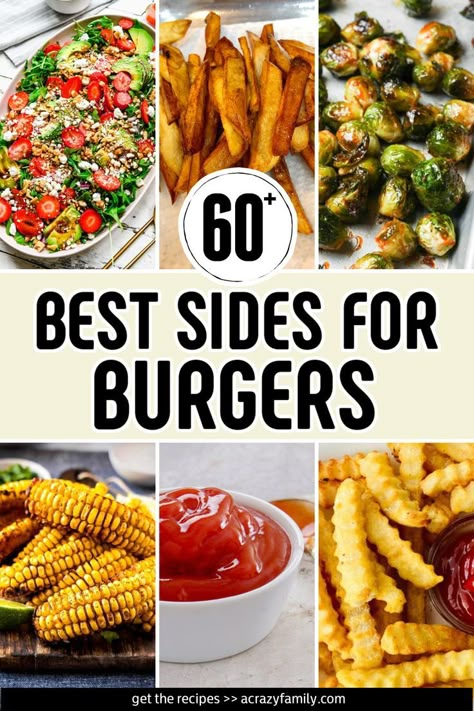 Hamburger Helper Ideas, Burger And Hot Dog Bar, What To Serve With Burgers, Venison Burger Recipes, Sides For Hamburgers, Healthy Sides For Burgers, Side Dishes For Burgers, Burgers And Sides, Sides For Burgers