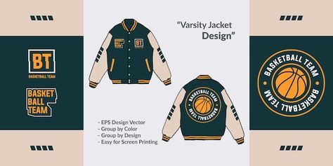 Basketball Varsity Jacket, Varsity Jacket Design Ideas, Varsity Jacket Back Design, Varsity Jacket Ideas, Varsity Aesthetic, Varsity Jacket Design, Prom Jacket, Varsity Design, Varsity Jacket Outfit