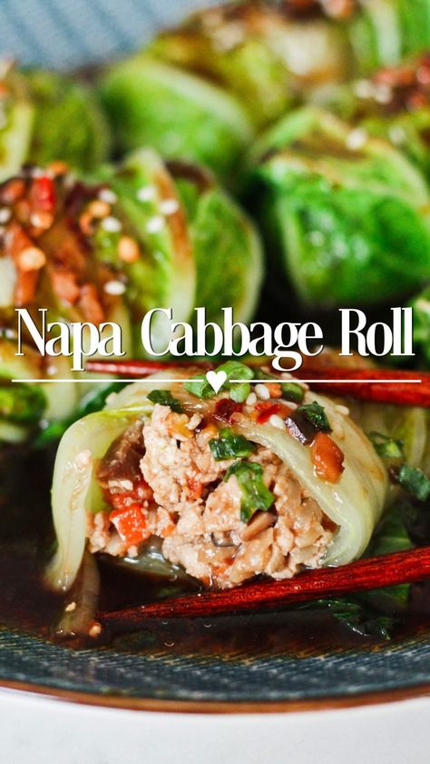 Elle 🤍 Vegan Recipes on Instagram: “Pan Seared Napa Cabbage Rolls 🥟 think dumplings but without having to make the dough! Savory, “meaty” fillings made of tofu, veggies &…” Napa Cabbage Rolls, Napa Cabbage Recipes, Year Of Tiger, Cabbage Rolls Recipe, Napa Cabbage, Extra Firm Tofu, Cabbage Leaves, Cabbage Rolls, Cabbage Recipes