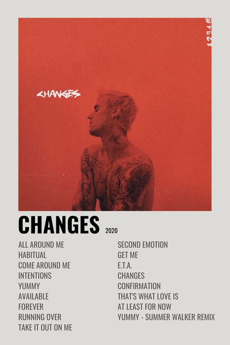 Minimalistic Album Cover. Justin Bieber. Changes. Justin Bieber Album Cover, Justin Bieber Albums, Minimalist Album Poster, Justin Bieber Music, Polaroid Album, Aesthetic Polaroid, Justin Bieber Posters, Music Poster Ideas, Cool Album Covers