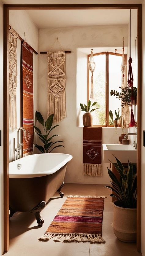 Turn your small bathroom into a bohemian retreat with these simple and stylish decor ideas. From earthy textures to creative accents, find inspiration to make your space feel cozy and chic. Dive into the full article for more boho magic! Earthy Bathroom Aesthetic, Minimalist Bathroom Decor Ideas, Small Boho Bathroom Ideas, Bathroom Boho Decor, Scandinavian Bathroom Design Ideas, Cozy Bathroom Ideas, Boho Bathroom Decor Ideas, Scandinavian Bathroom Design, Bohemian Bathroom Decor