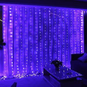 HXWEIYE 300LED Purple Fairy Curtain Lights for Bedroom, 3mx3m 8 Modes USB Plug in Window Christmas Led String Hanging Lights with Remote for Backdrop Wedding Party Home Garden Outdoor Indoor Fairy Curtain Lights, Window Christmas, Purple Fairy, Lights For Bedroom, Backdrop Wedding, Pepper Jelly, Indoor String Lights, Curtain Lights, Garden Outdoor